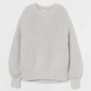 H&M Ice Gray Rib-Knit Sweater, Size S